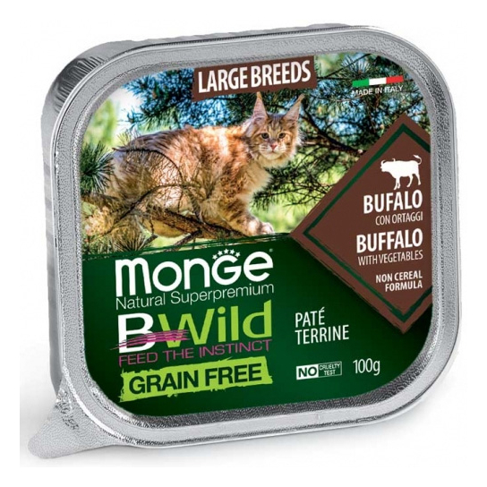 MONGE BWILD GRAIN FREE Large Breeds Buffalo – пастет за котки, биволско и зеленчуци, терин 100г -  - Zoolink