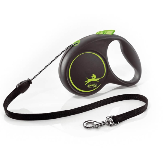 FLEXI BLACK DESIGN ВЪЖЕ M - автоматичен повод за куче, черен+зелено, 5 м/20 кг -  - Zoolink