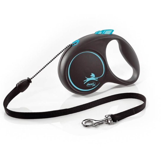 FLEXI BLACK DESIGN ВЪЖЕ M - автоматичен повод за куче, черен+синьо, 5 м/20 кг -  - Zoolink