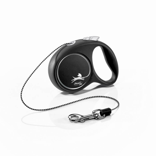 FLEXI BLACK DESIGN ВЪЖЕ XS - автоматичен повод за куче, черен+сребро, 3 м/8 кг -  - Zoolink