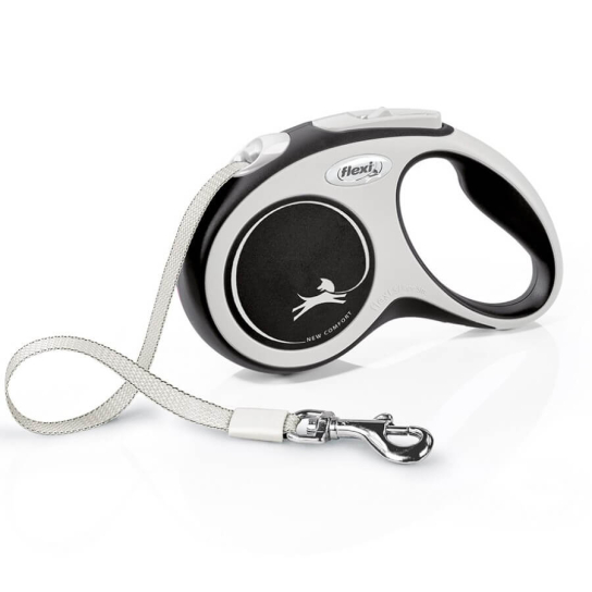 FLEXI COMFORT ЛЕНТА S - автоматичен повод за куче, черно, 5 м/15 кг -  - Zoolink