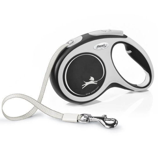FLEXI COMFORT ЛЕНТА M - автоматичен повод за куче, черно, 5 м/25 кг -  - Zoolink