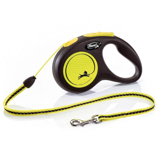 FLEXI NEON ВЪЖЕ S - автоматичен повод за куче, жълто, 5 м/12 кг -  - Zoolink