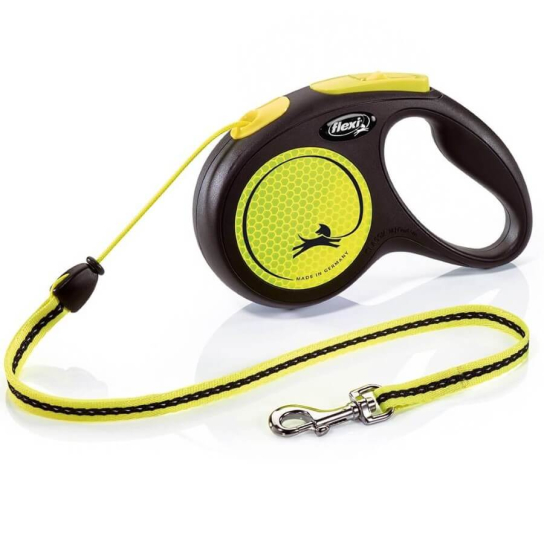 FLEXI NEON ВЪЖЕ M - автоматичен повод за куче, жълто, 5 м/20 кг -  - Zoolink