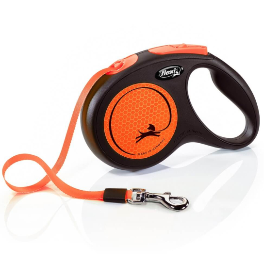 FLEXI NEON ЛЕНТА M - автоматичен повод за куче, оранжево, 5 м/25 кг -  - Zoolink