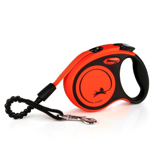 FLEXI XTREME ЛЕНТА XS - автоматичен повод за куче, черно-оранжев, 3 м/15 кг -  - Zoolink