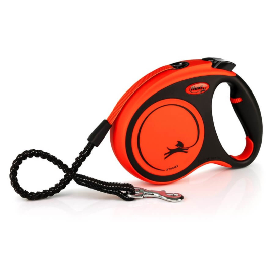 FLEXI XTREME ЛЕНТА M - автоматичен повод за куче, черно-оранжев, 5 м/35 кг -  - Zoolink