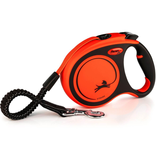 FLEXI XTREME ЛЕНТА L - автоматичен повод за куче, черно-оранжев, 5 м/65 кг -  - Zoolink