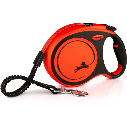 FLEXI XTREME ЛЕНТА L - автоматичен повод за куче, черно-оранжев, 8 м/55 кг -  - Zoolink