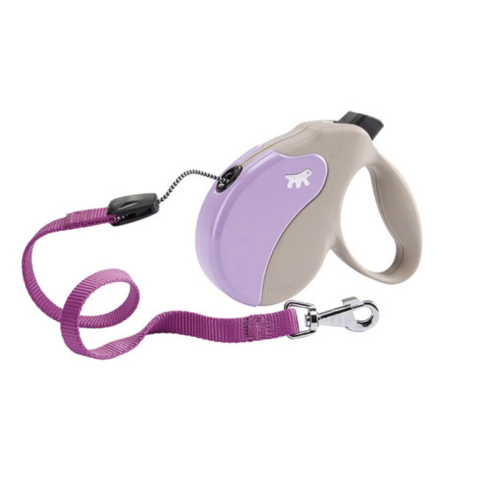 FERPLAST AMIGO CORD S - автоматичен повод за кучета ВЪЖЕ, бежово-лилав, 5м/до 15кг -  - Zoolink