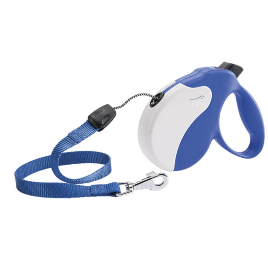 FERPLAST AMIGO CORD S - автоматичен повод за кучета ВЪЖЕ, синьо-бял, 5м/до 15кг -  - Zoolink