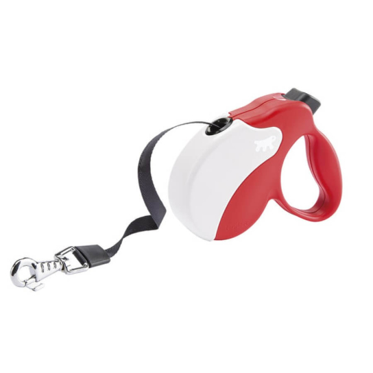 FERPLAST AMIGO TAPE S - автоматичен повод за кучета ЛЕНТА, червено-бял, 5м/до 15кг -  - Zoolink