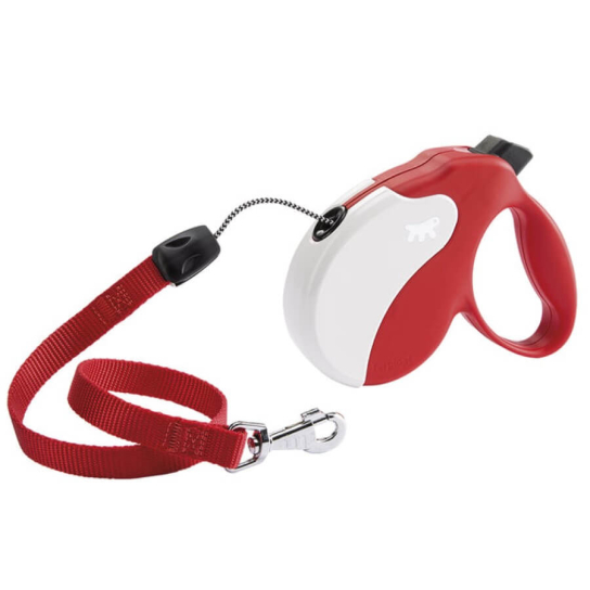 FERPLAST AMIGO CORD M - автоматичен повод за кучета ВЪЖЕ, червено-бял, 5м/до 25кг -  - Zoolink