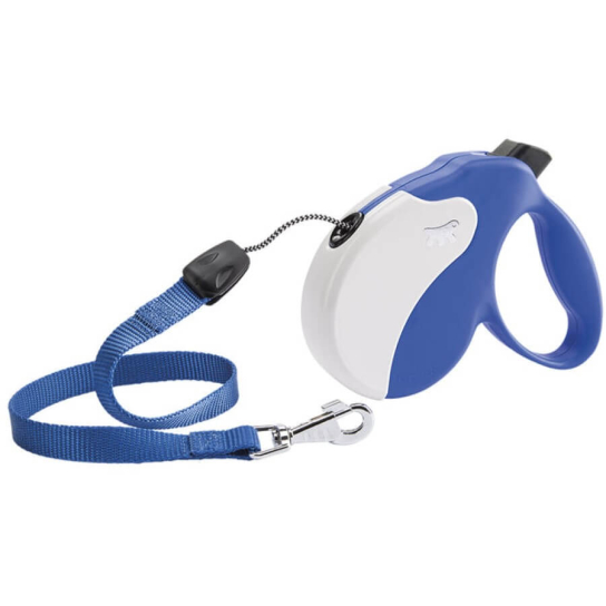 FERPLAST AMIGO CORD M - автоматичен повод за кучета ВЪЖЕ, синьо-бял, 5м/до 25кг -  - Zoolink