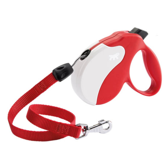 FERPLAST AMIGO CORD L - автоматичен повод за кучета ВЪЖЕ, червено-бял, 5м/до 50кг -  - Zoolink