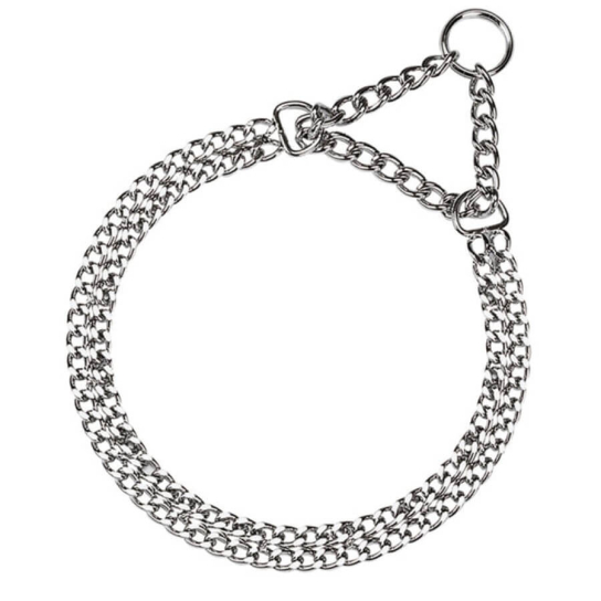 FERPLAST CHROME CSS5516 - метален нашийник полудушач за куче - верига фина, двуредов, 28-38см -  - Zoolink