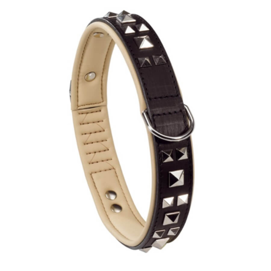 FERPLAST GIOTTO LUXOR C25/44 - мек кожен нашийник за куче, черен - 25мм, врат:40-44см -  - Zoolink