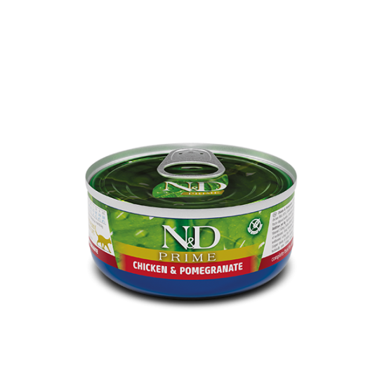 N&D PRIME CAT CHICKEN & POMEGRANATE – за котки над 1г., Пиле и нар, консерва 70г -  - Zoolink