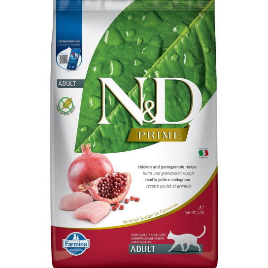 N&D PRIME CAT ADULT CHICKEN & POMEGRANATE - за котки над 1 г., с пиле и нар, 1.5кг -  - Zoolink