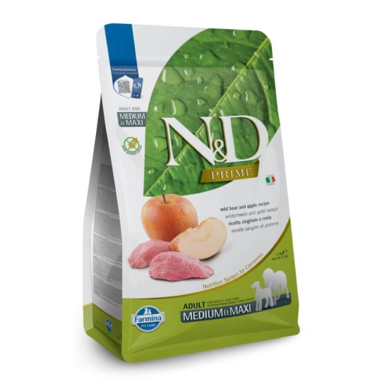 N&D PRIME ADULT MED&MAXI - за кучета в зряла възраст от средни/едри породи, с Глиган и ябълка, 2.5кг -  - Zoolink