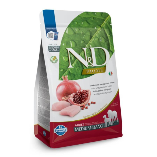 N&D PRIME ADULT MED/MAXI - за кучета в зряла възраст от средни/едри породи, с Пиле и нар, 2.5кг -  - Zoolink