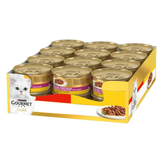 24бр.Purina Gourmet Gold за котки в зряла възраст, Двойно удоволствие, Говеждо,Пиле,Мокра храна, 85g -  - Zoolink