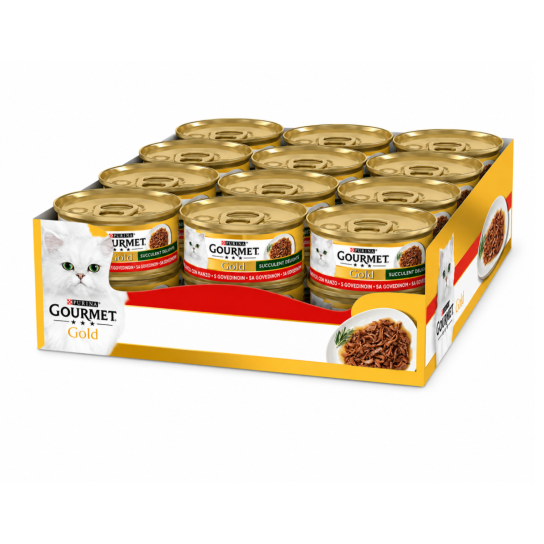 24бр. Purina Gourmet Gold - сочни изкушения за котки в зряла възраст, Говеждо, 85г -  - Zoolink