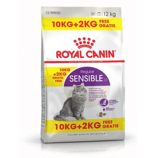 ROYAL CANIN CAT SENSIBLE 33 -за котки над 1 г. с чувствит. храносмилателна система, 10+2кг гратис -  - Zoolink