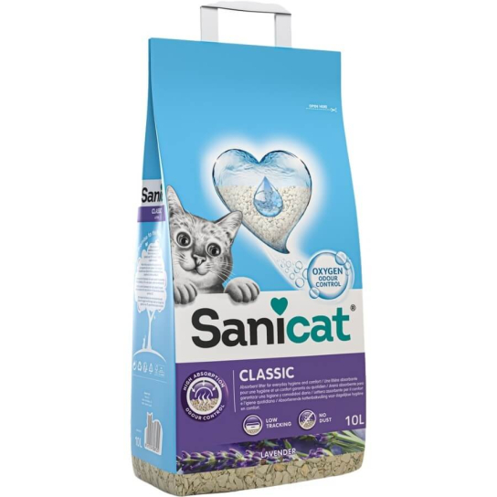 SANICAT CLASSIC LAVENDER котешка тоалетна- абсорбиращ класически бентонит, аромат лавандула, 10л -  - Zoolink