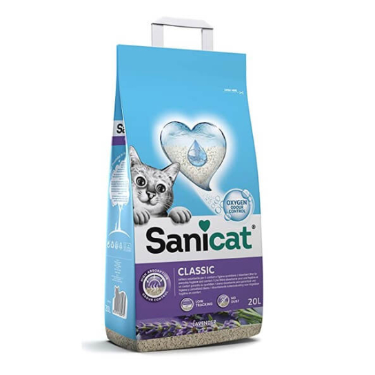 SANICAT CLASSIC LAVENDER котешка тоалетна- абсорбиращ класически бентонит, аромат лавандула, 20л -  - Zoolink