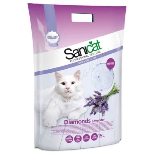 SANICAT DIAMONDS LAVENDER - силиконова котешка тоалетна с аромат на лавандула, 15л (7.1кг) - - Zoolink SANICAT DIAMONDS LAVENDER - силиконова котешка тоалетна с аромат на лавандула, 15л (7.1кг) - - Zoolink