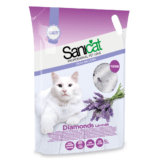 SANICAT DIAMONDS LAVENDER - силиконова котешка тоалетна с аромат на лавандула, 5л (2.4кг) - - Zoolink SANICAT DIAMONDS LAVENDER - силиконова котешка тоалетна с аромат на лавандула, 5л (2.4кг) - - Zoolink