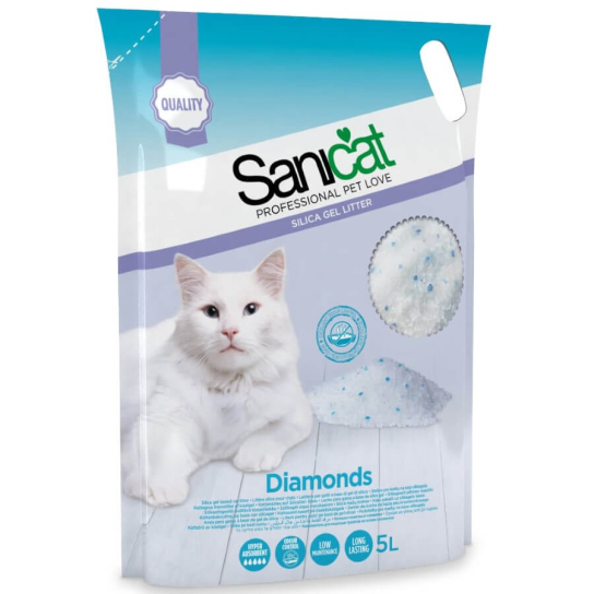 SANICAT DIAMONDS NATURAL - силиконова котешка тоалетна, неароматизирана, 5л (2.4кг) - - Zoolink SANICAT DIAMONDS NATURAL - силиконова котешка тоалетна, неароматизирана, 5л (2.4кг) - - Zoolink