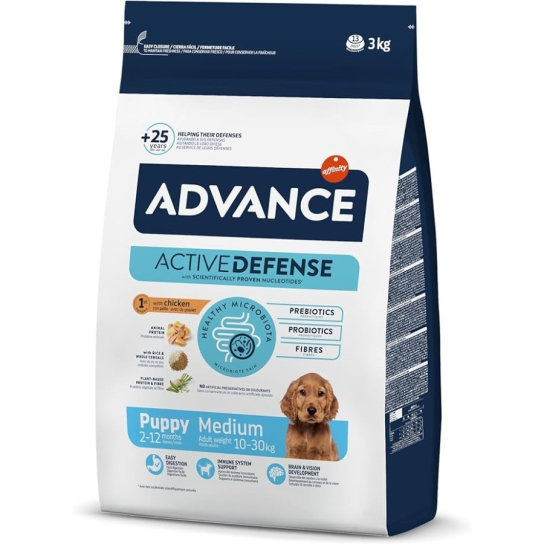 ADVANCE DOG MEDIUM PUPPY - кученца до 1г., средни породи (10-30кг), Пиле и ориз, 3кг -  - Zoolink
