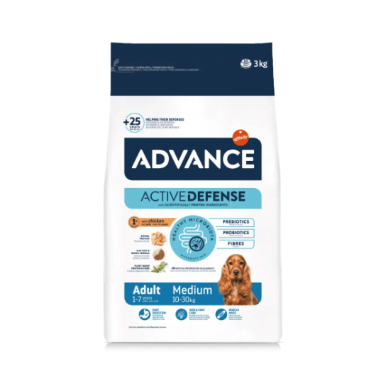 ADVANCE DOG MEDIUM ADULT - кучета над 1г., средни породи (10-30кг), Пиле и ориз, 3кг -  - Zoolink