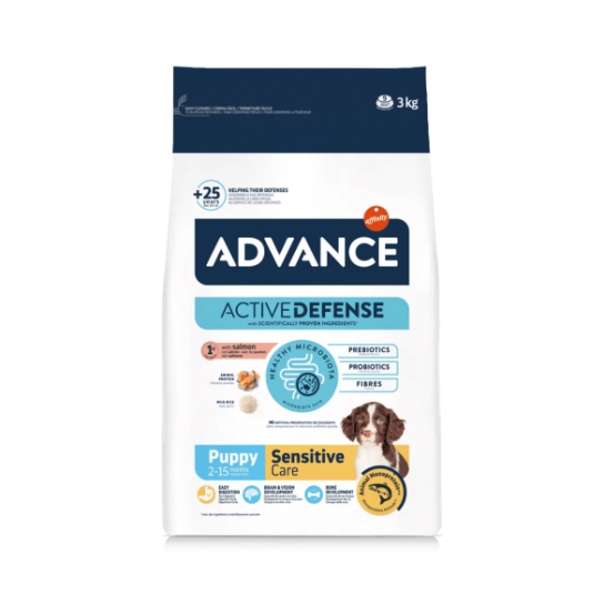 ADVANCE DOG ALL BREEDS PUPPY SENSITIVЕ - за подрастващи кученца, всички породи, Сьомга и ориз, 3кг -  - Zoolink