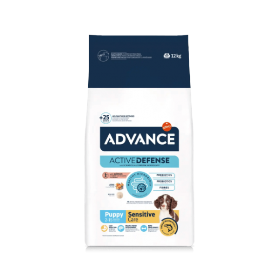 ADVANCE DOG ALL BREEDS PUPPY SENSITIVЕ - за подрастващи кученца, всички породи, Сьомга и ориз, 12кг -  - Zoolink