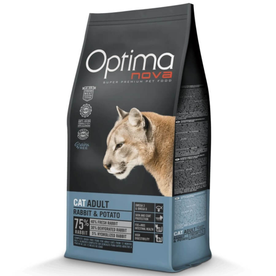OPTIMA NOVA CAT ADULT RABBIT&POTATO - за пораснали котки, Заек и картоф, 8кг -  - Zoolink