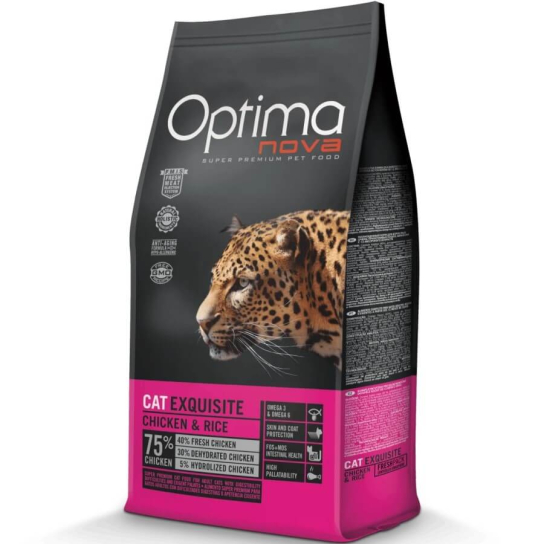 OPTIMA NOVA CAT EXQUISITE CHICKEN&RICE - за котки с капризен вкус или храносмилане, Пиле и Ориз, 8кг -  - Zoolink