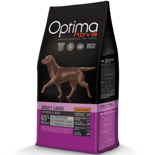 OPTIMA NOVA DOG ADULT LARGE BREED CHICKEN&RICE - пораснали кучета големи породи, Пиле и ориз, 12кг -  - Zoolink