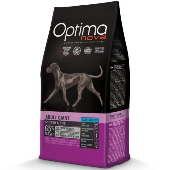 OPTIMA NOVA DOG ADULT GIANT CHICKEN&RICE -пораснало куче гигантски породи над 45кг, Пиле ориз, 12кг -  - Zoolink