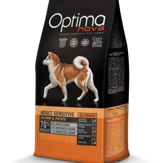 OPTIMA NOVA DOG ADULT SENSITIVE SALMON&POTATO - за пораснали кучета, Сьомга и картоф, 2кг -  - Zoolink