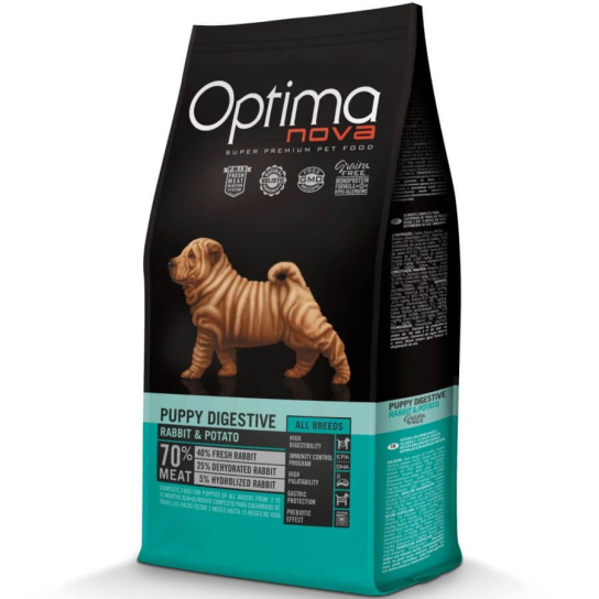 OPTIMA NOVA PUPPY DIGESTIVE RABBIT&POTATO - за подрастващи кученца, Заек и картоф, 2кг -  - Zoolink