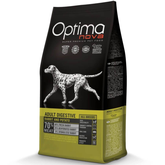 OPTIMA NOVA DOG ADULT DIGESTIVE RABBIT&POTATO - за пораснали кучета, Заек и картоф, 2кг -  - Zoolink