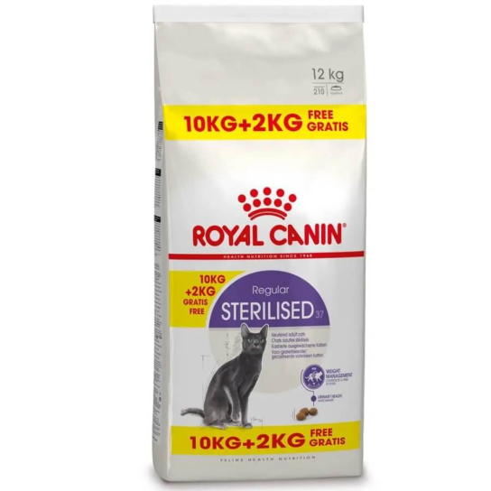 ROYAL CANIN CAT STERILISED 37 - за кастрирани котки в зряла възраст (1-7год.), 10+2кг гратис -  - Zoolink