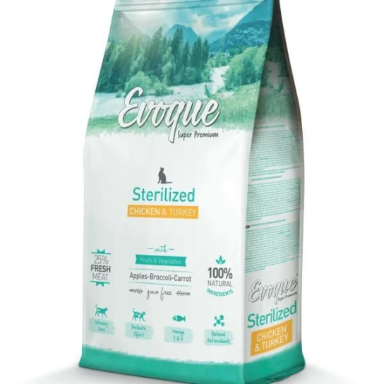 EVOQUE CAT ADULT STERILISED CHICKEN&TURKEY - за кастрирани пораснали котки, Пиле и пуйка, 8кг -  - Zoolink