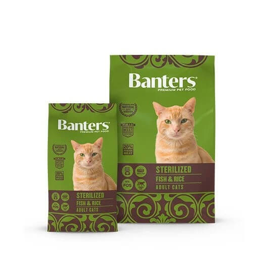 BANTERS CAT ADULT STERILISED FISH&RICE - за кастрирани пораснали котки, Риба и ориз, 8кг -  - Zoolink
