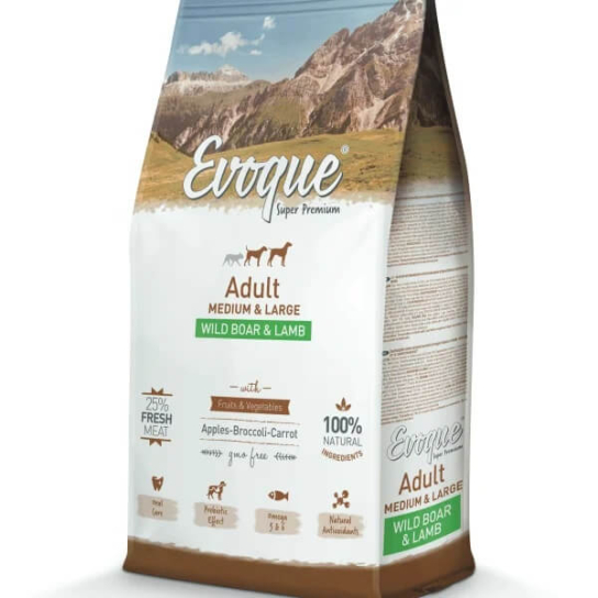 EVOQUE DOG ADULT MED/LARGE W.BOAR&LAMB - пораснали кучета средни/едри породи, Глиган и Агне, 12кг -  - Zoolink