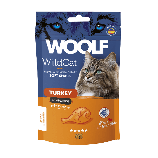 WOOLF WILDCAT SOFT SNACK - полувлажно лакомство за котка, Пуйка, 50г -  - Zoolink