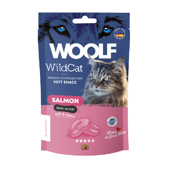 WOOLF WILDCAT SOFT SNACK - полувлажно лакомство за котка, Сьомга, 50г -  - Zoolink